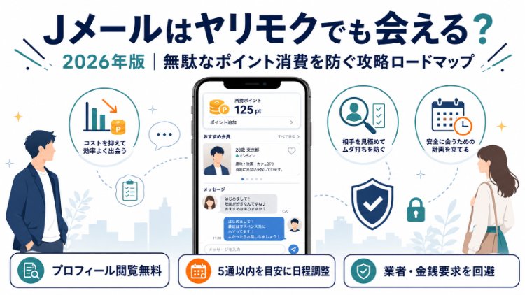 Jメールのポイント節約、相手の見極め、安全な日程調整をまとめた2026年版攻略ロードマップ